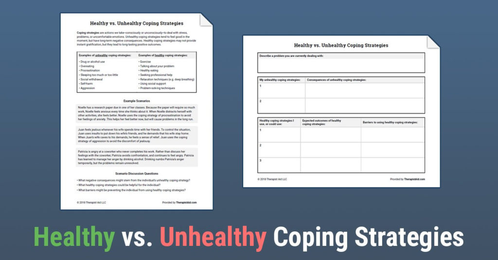 Healthy Vs Unhealthy Coping Strategies Worksheet Therapist Aid Within