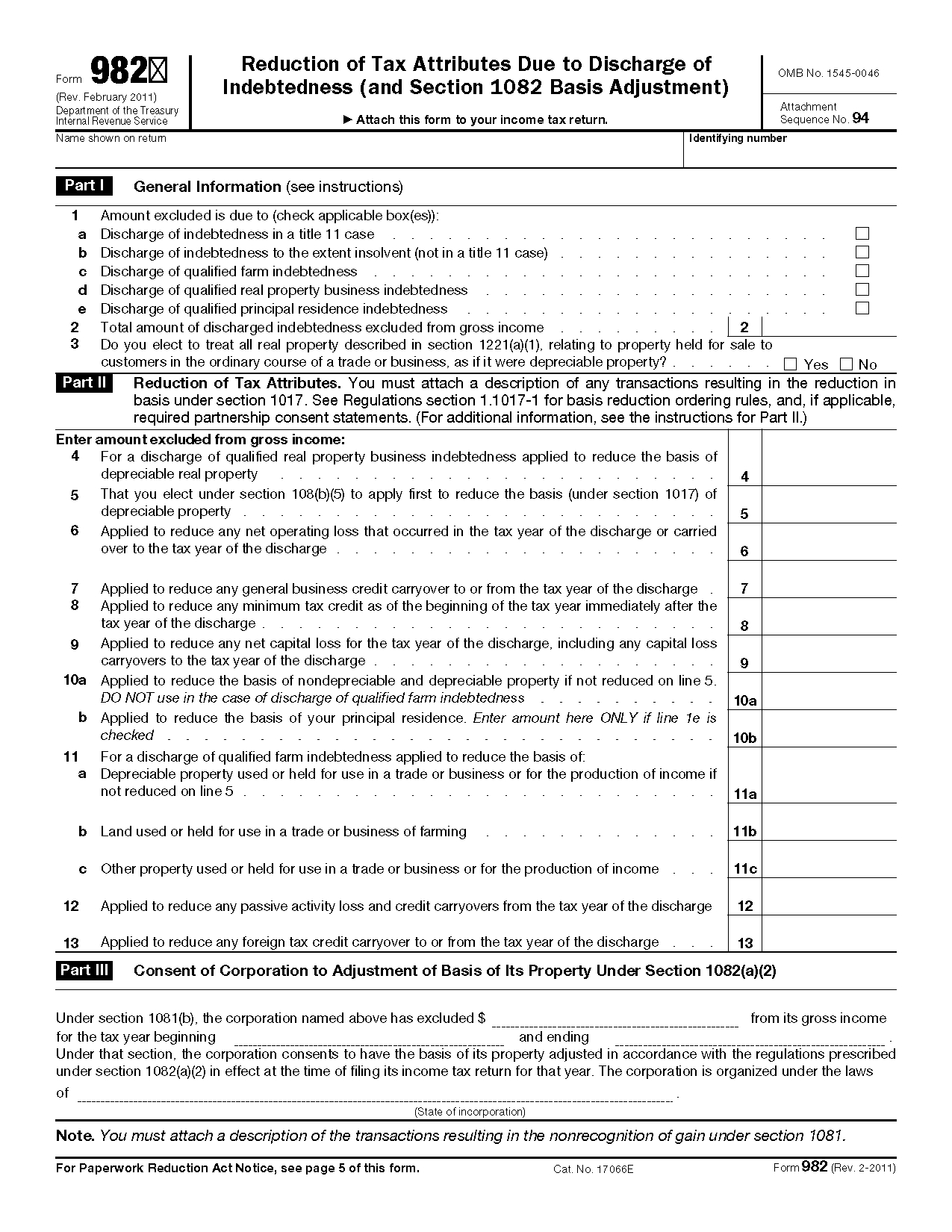 001 Irs Form Beautiful 982 Templates Identifying Number Tax Inside Form 982 Insolvency Worksheet