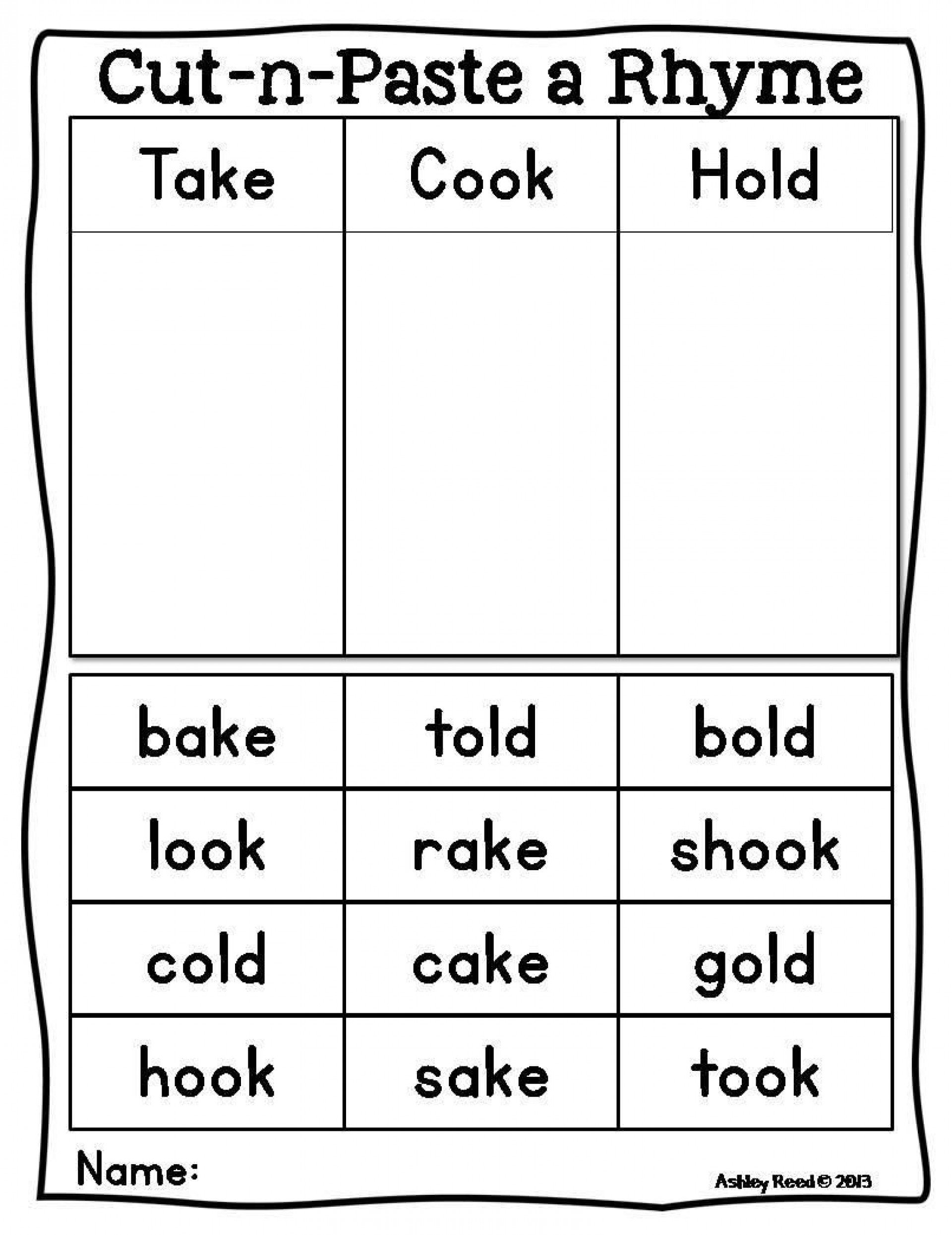 003 Free Printable Rhymings Rhyme Best Rhyming Words Word With Intended For Rhyming Worksheets For Kindergarten Cut And Paste