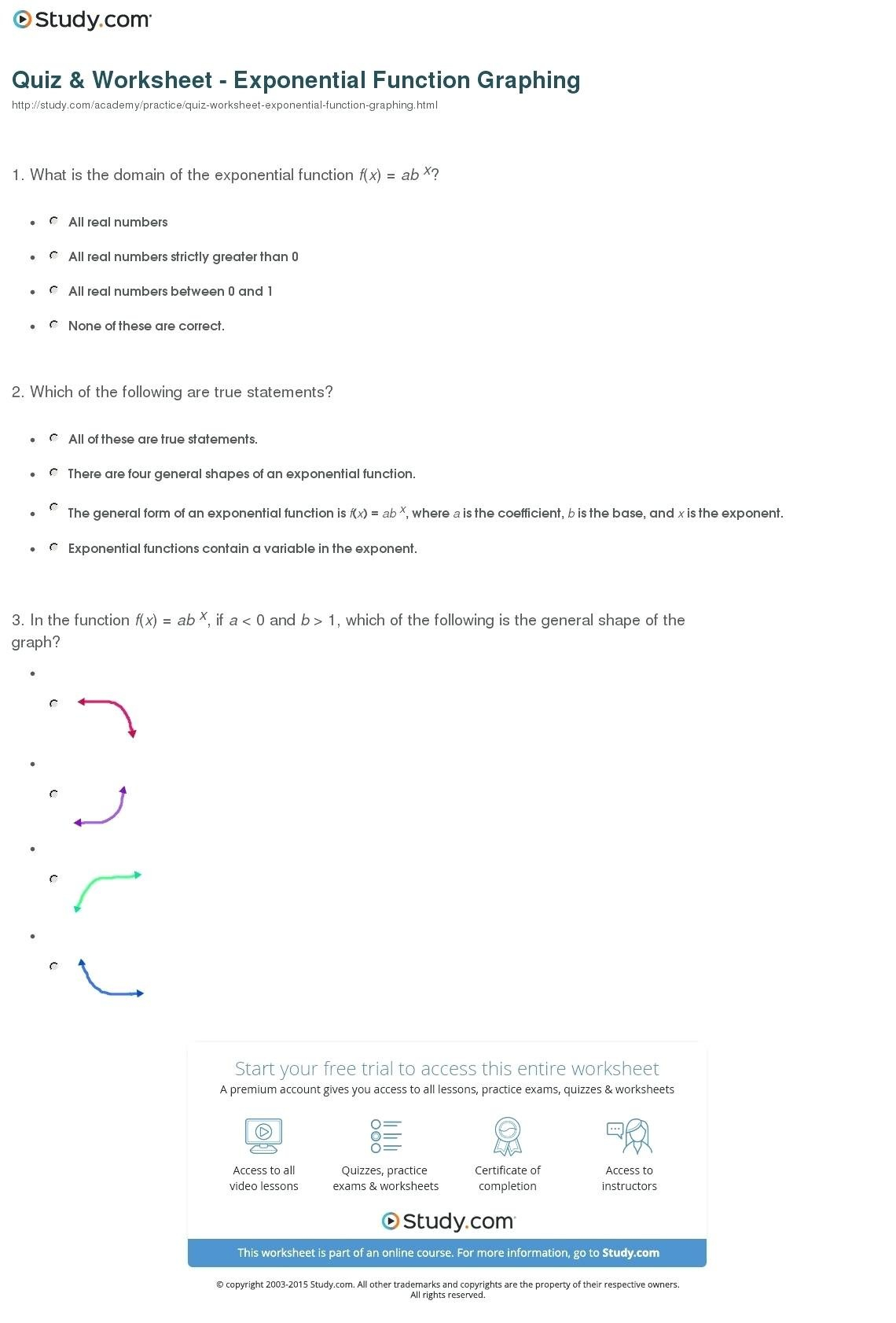 003 Graphing Exponential Functions Worksheet Answers Math Print Within Functions Worksheet With Answers