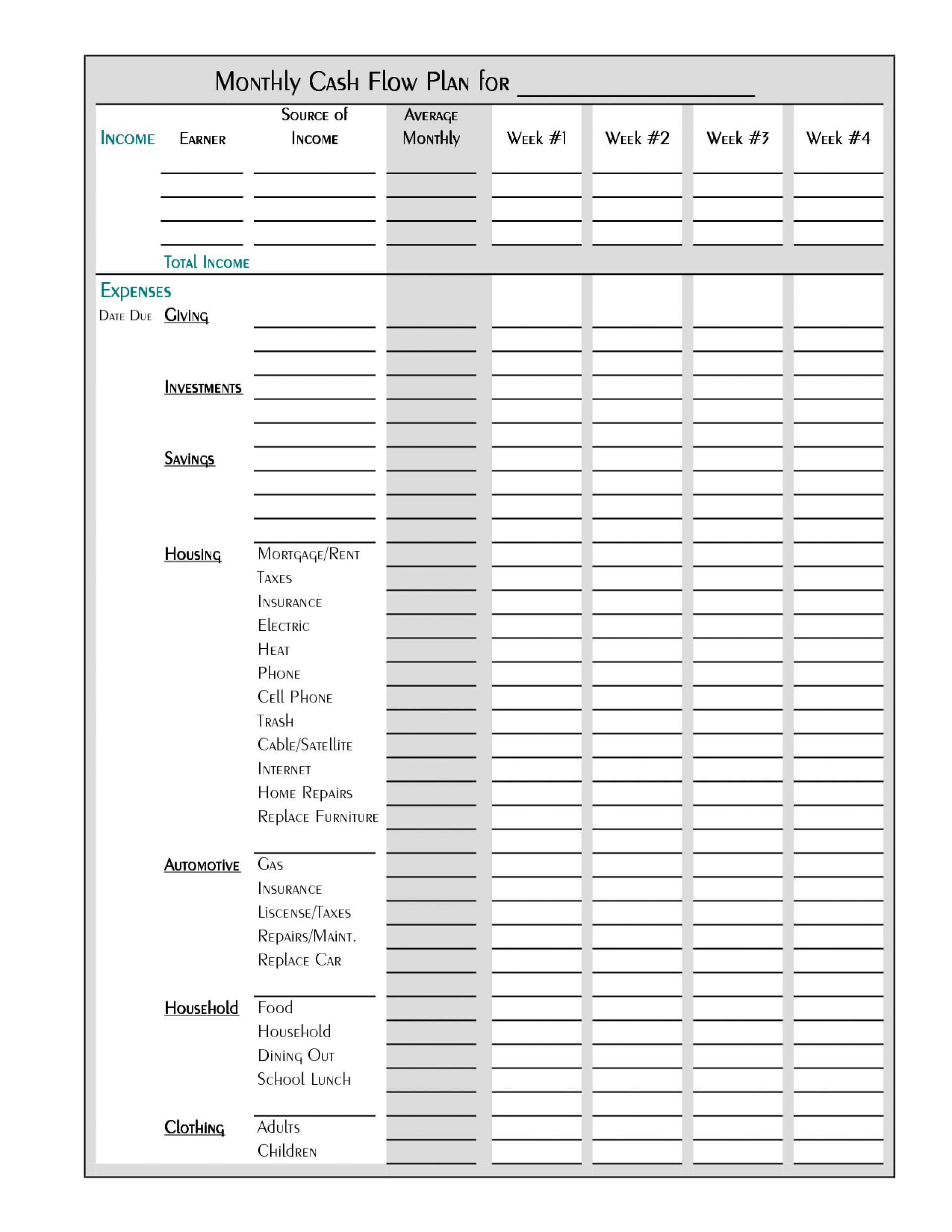003 Printable Budget Worksheet Template Plan Templates Blank Monthly For Blank Budget Worksheet Printable
