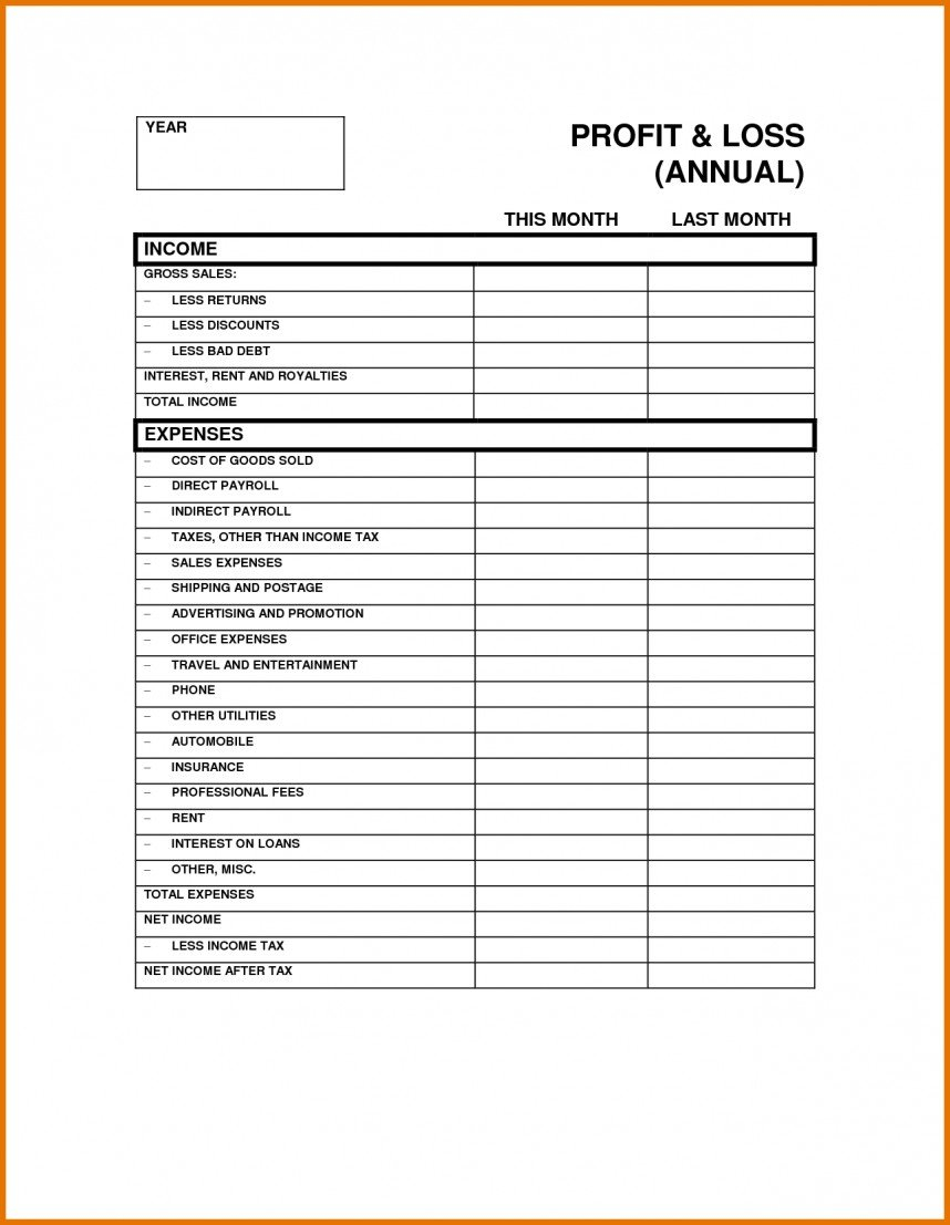 009 Profit And Loss Template Free Ideas Company Statement Or Sample ... Within Real Estate Profit And Loss Spreadsheet