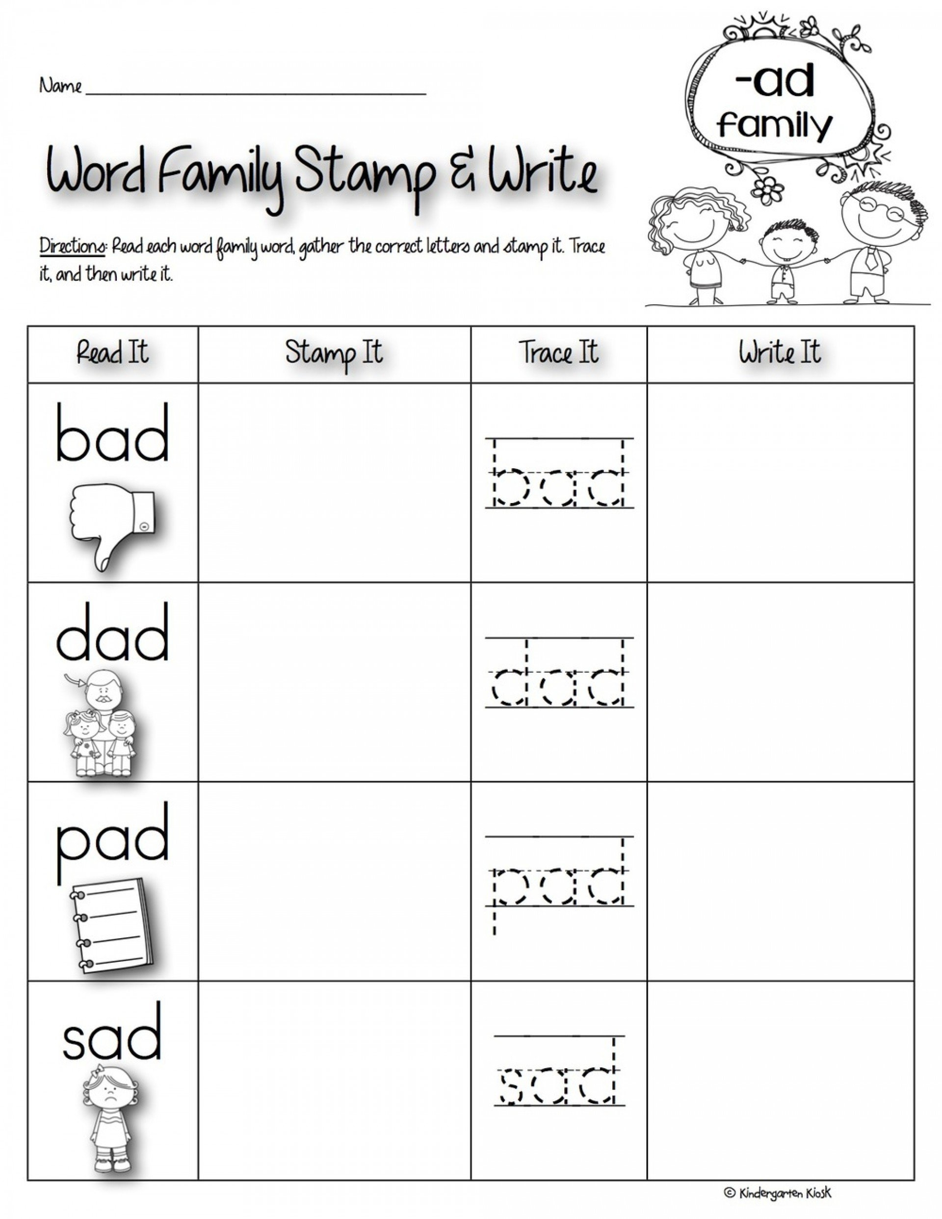 011 Wordfamily1 Et Word Familys Awesome Family Printables Printable Also Word Family Worksheets Kindergarten