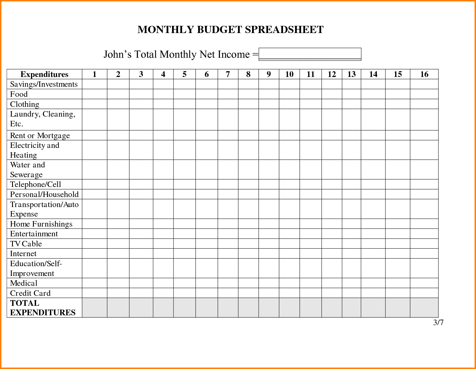 014 Monthly Budget Templates Free Plan 20Personal Spreadsheet Family As Well As Monthly Expenses Worksheet