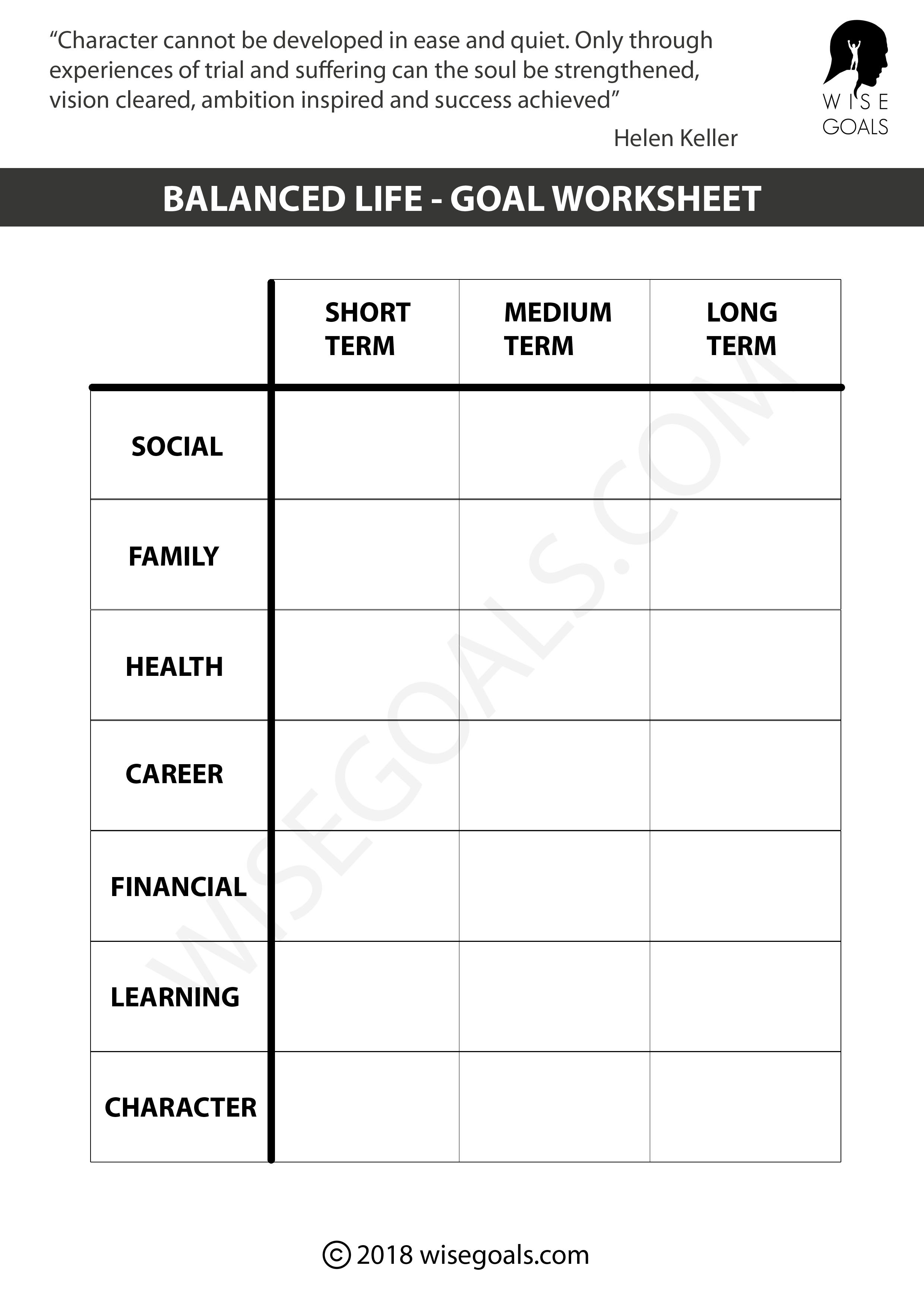 015 Goal Planning Template Plan Templates Balanced Life Worksheet Along With Life Plan Worksheet