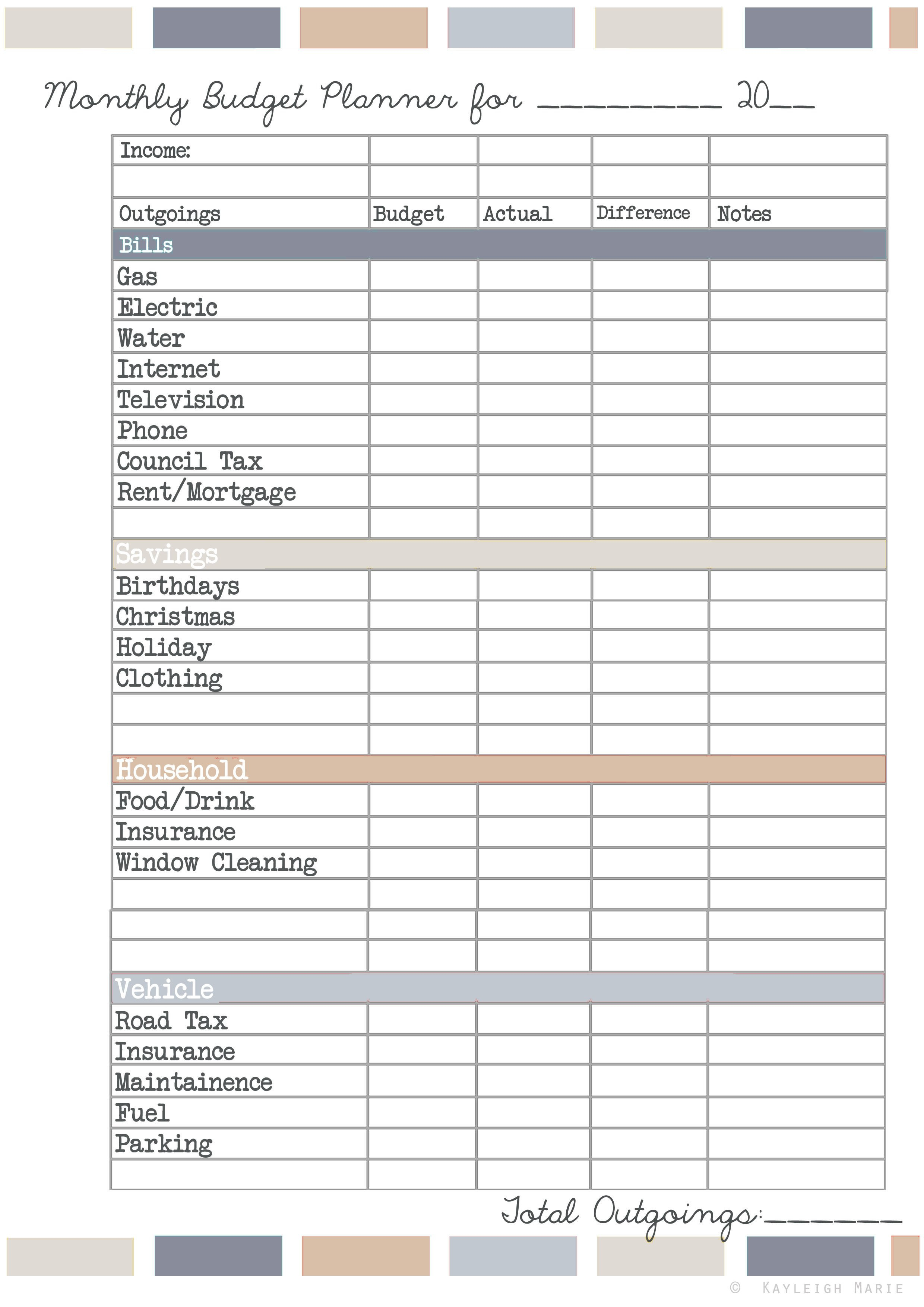 025 House Budget Template Free 20Monthly Home Spreadsheet Family As Well As Family Finances Worksheet