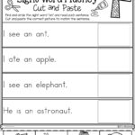 038 Sight Word Fluency Cut And Paste First Grade Teaching For Cut And Paste Worksheets For Kindergarten