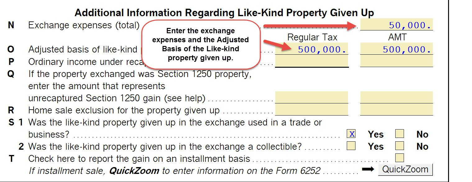 1040 Completing A Likekind Exchange Of Business Property 103 Along With Like Kind Exchange Worksheet