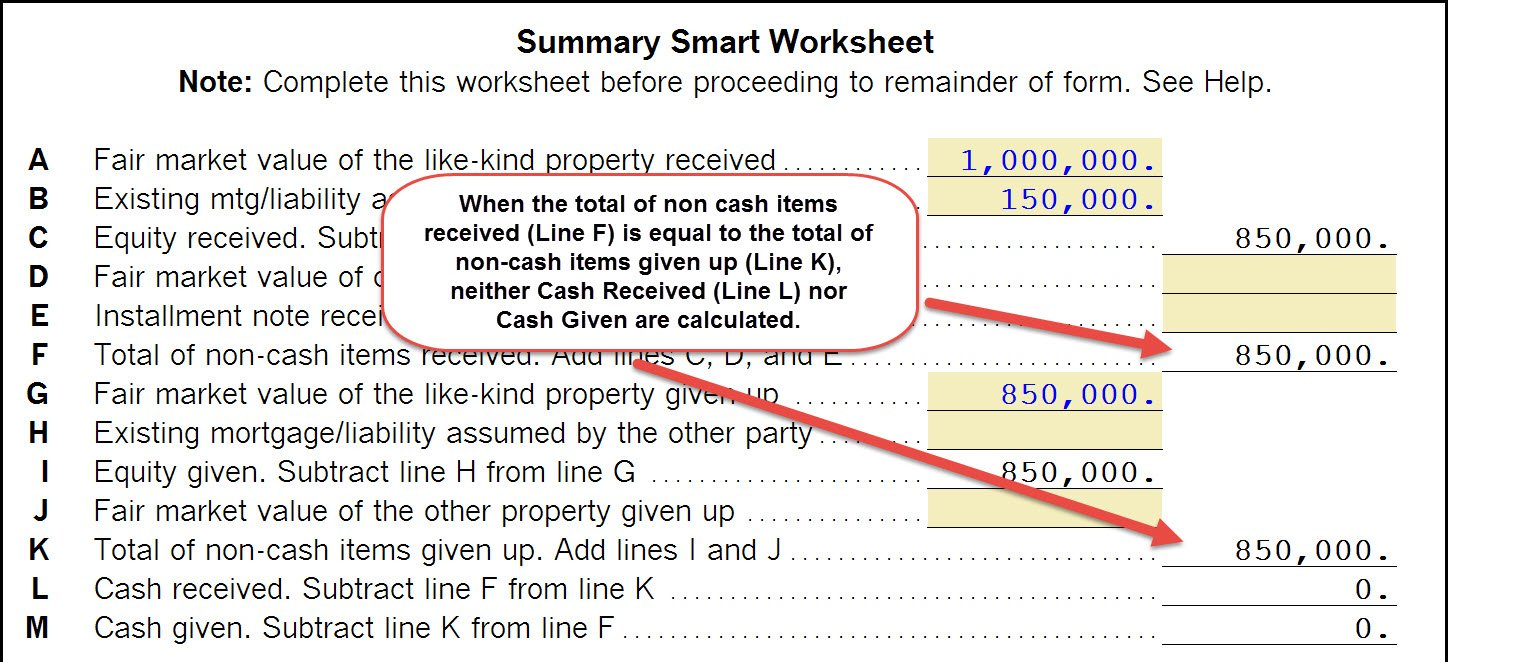 1040 Completing A Likekind Exchange Of Business Property 103 Regarding Like Kind Exchange Worksheet
