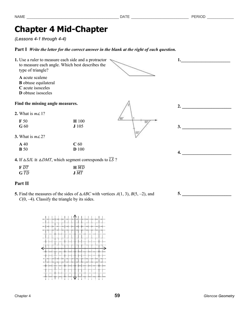 169186Ccarspc1C12662330Indd Throughout Glencoe Geometry Chapter 4 Worksheet Answers