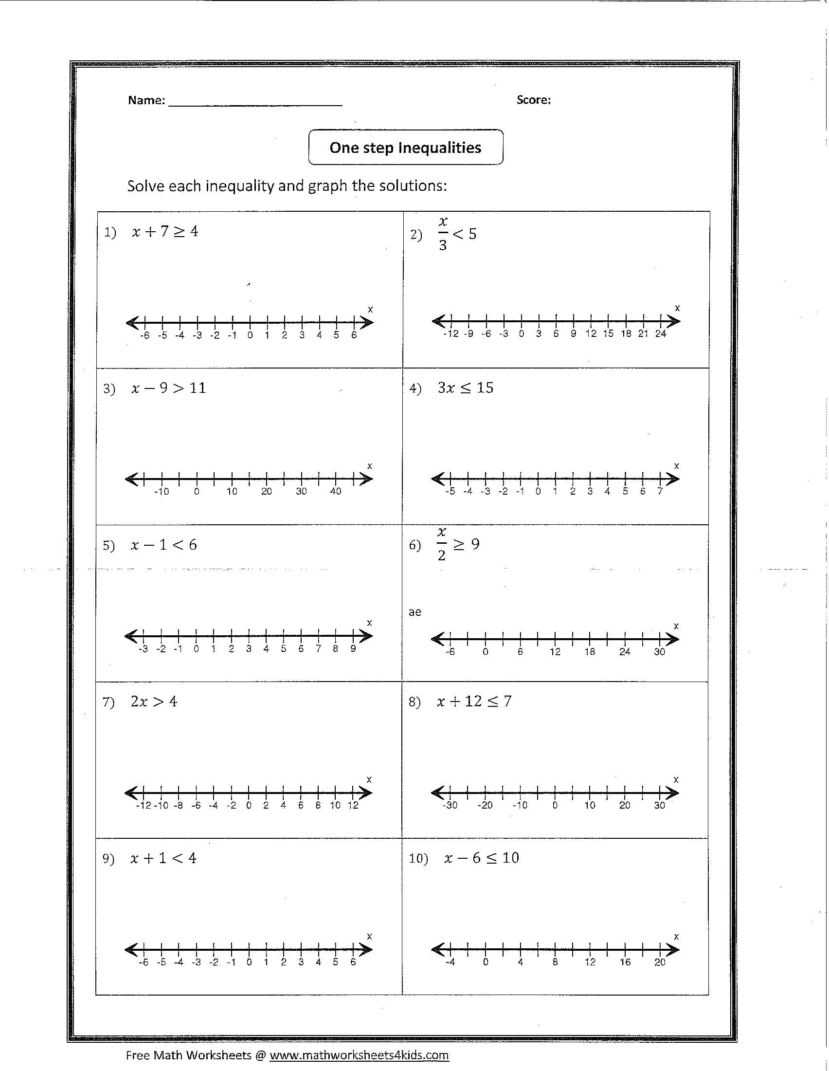 2 Step Inequality Word Problems Math – Minhasaudeclub For Inequality Word Problems Worksheet Algebra 1 Answers