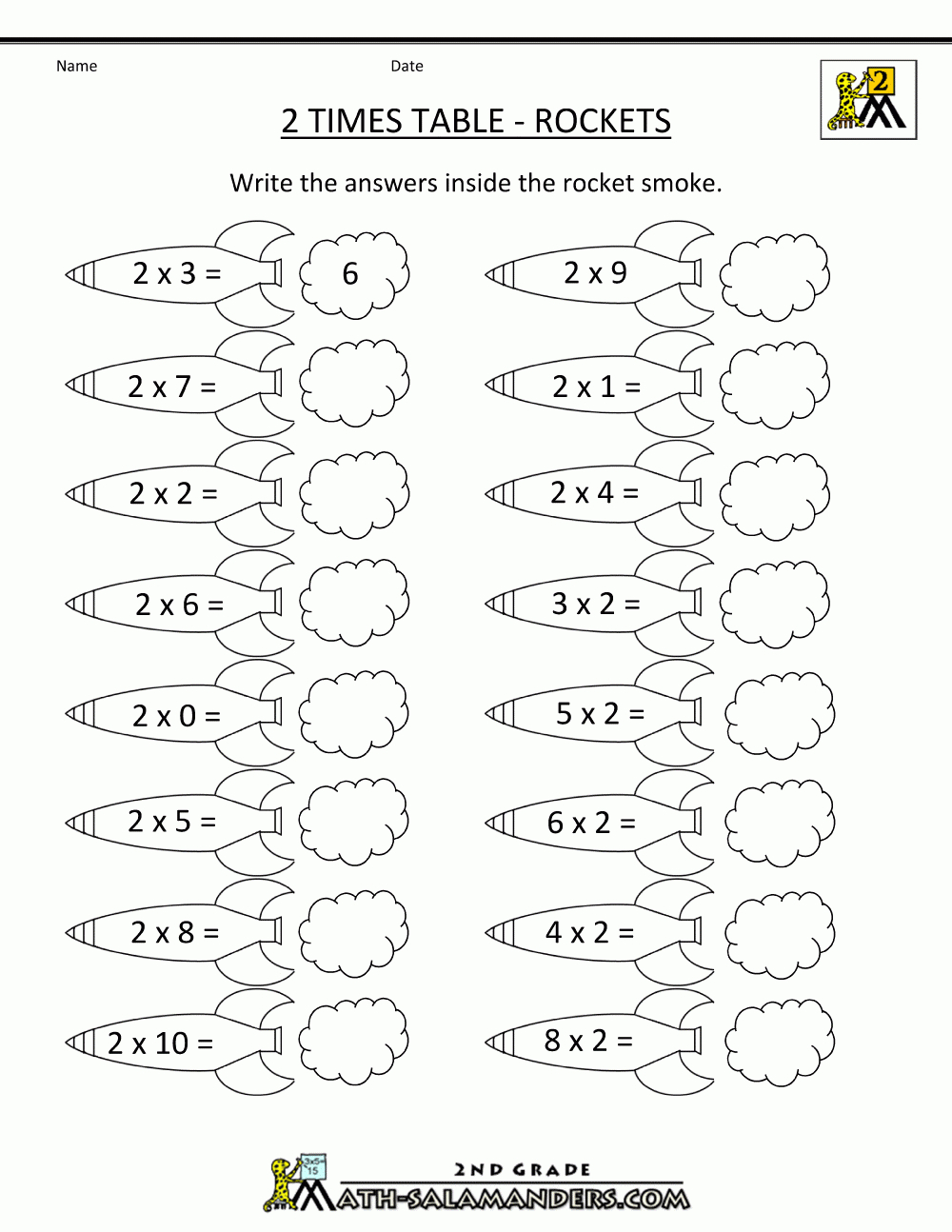 2 Times Table Throughout Time Table Worksheets For 2Nd Grade