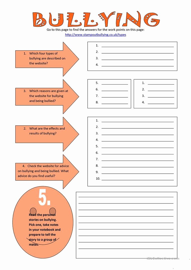 20 Anti Bullying Worksheets For Middle School – Diocesisdemonteria As Well As Worksheets On Bullying