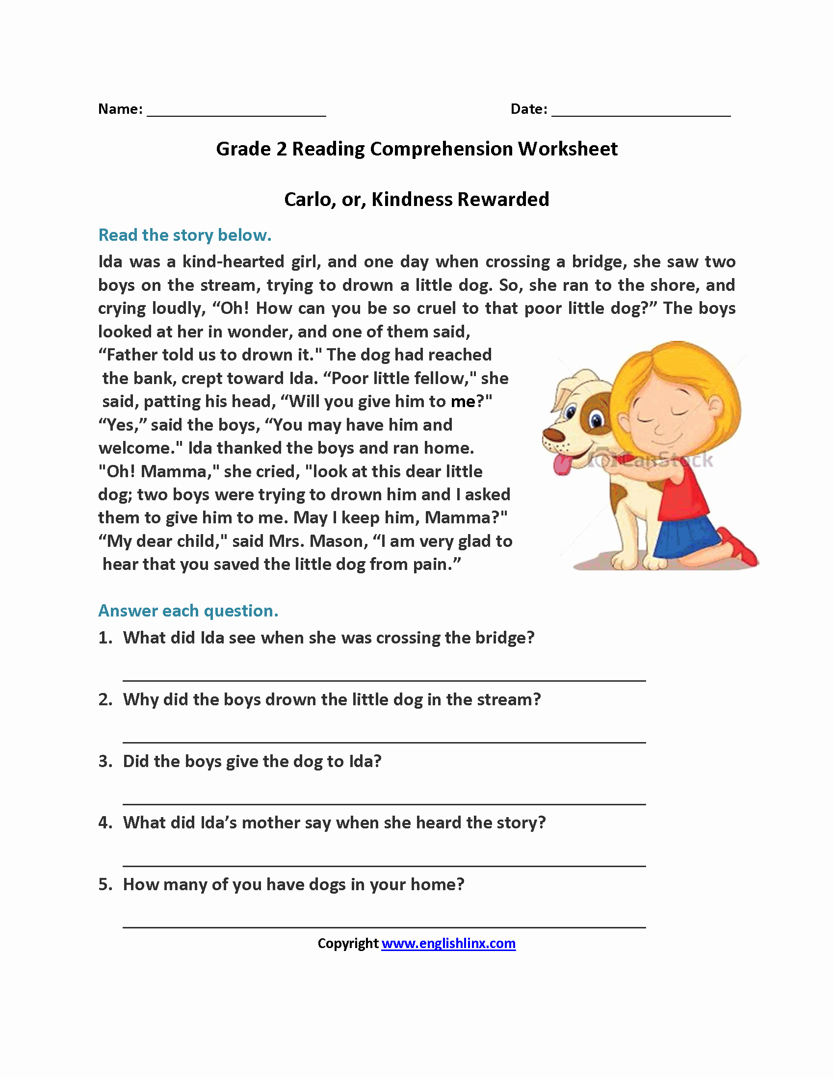3Rd Grade Reading Comprehension Worksheets Multiple Choice ...