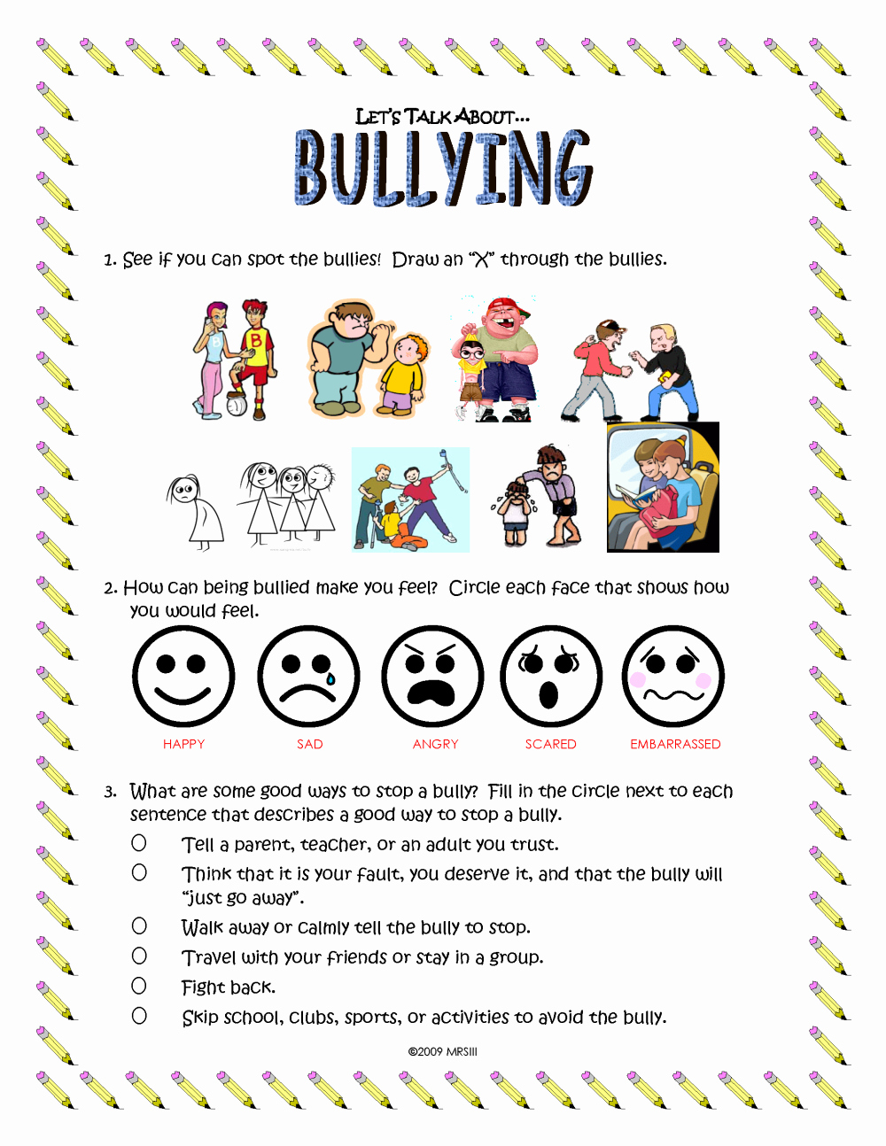 20 Free Anti Bullying Worksheets – Diocesisdemonteria Regarding Bullying Worksheets For Kindergarten