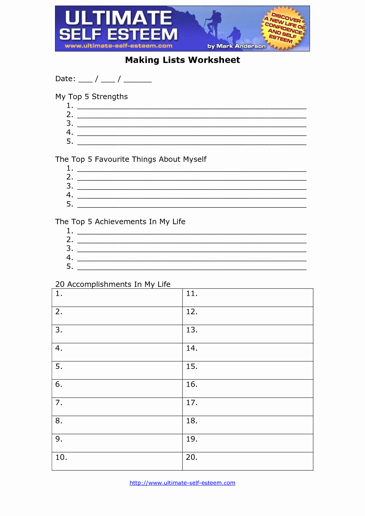 20 Printable Self Esteem Worksheets For Adults – Diocesisdemonteria In Self Esteem Worksheets For Adults