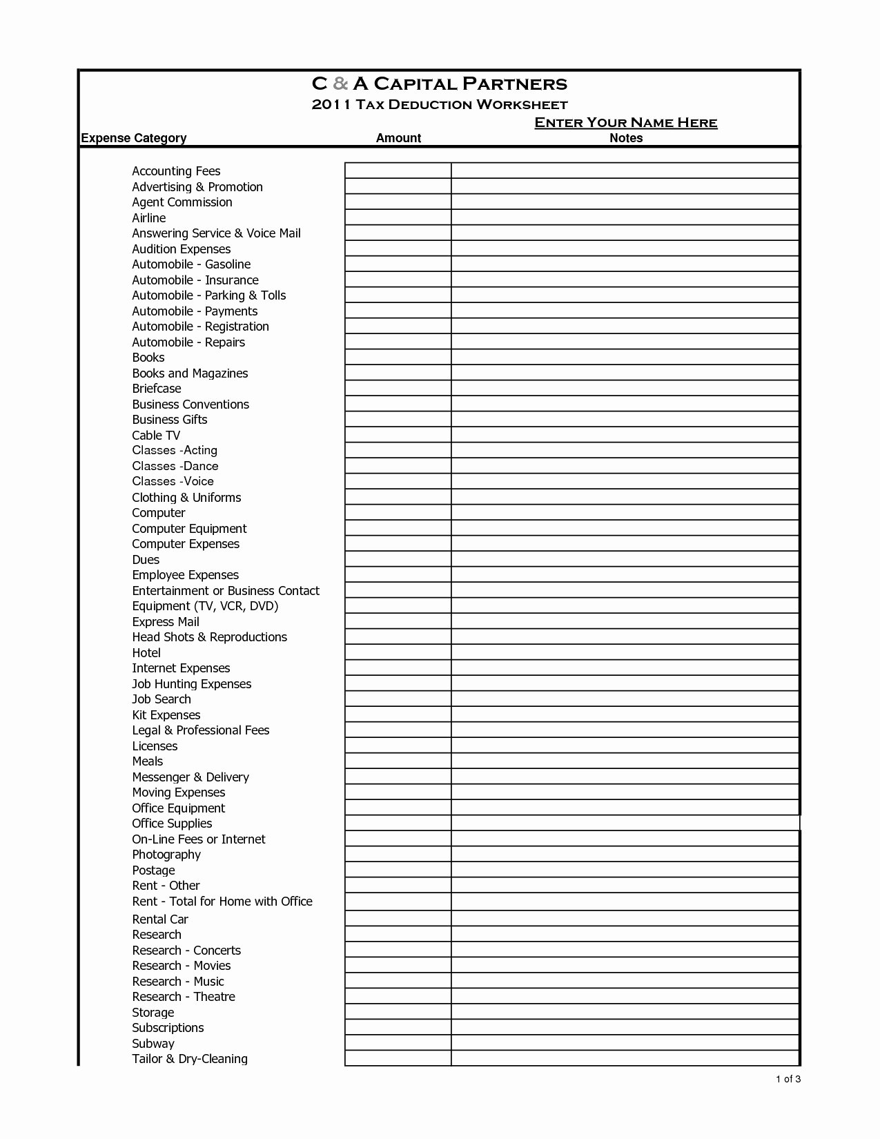 20 Small Business Itemized Deductions Worksheet – Diocesisdemonteria For Itemized Deductions Worksheet