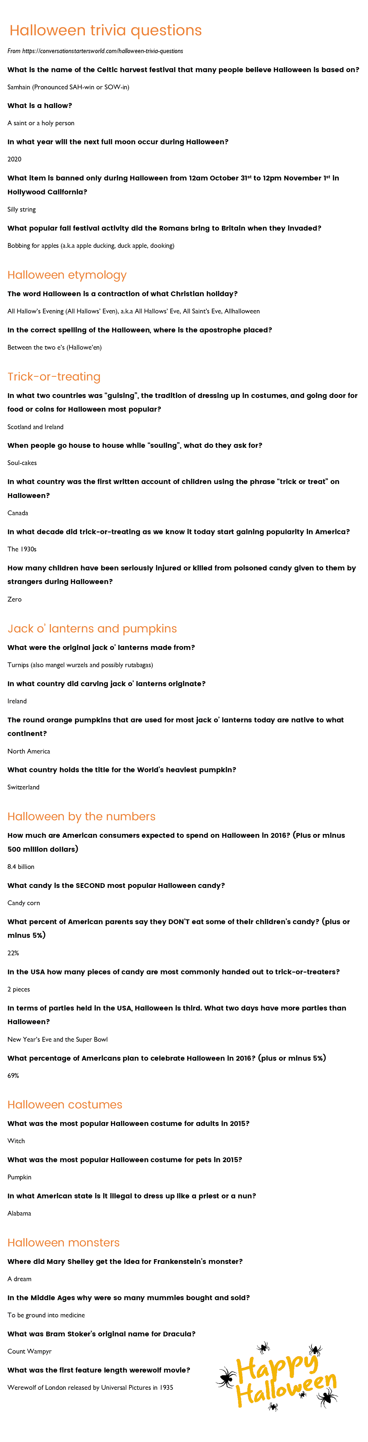 29 Challenging Halloween Trivia Questions  How Many Can You Answer With Regard To The Haunted History Of Halloween Worksheet Answers