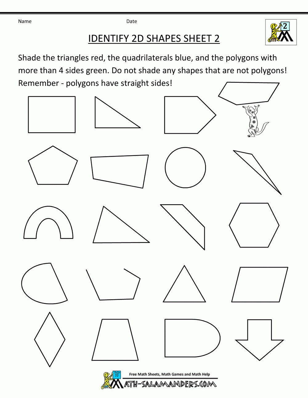 2D Shapes Worksheets Throughout Quadrilaterals 3Rd Grade Worksheets