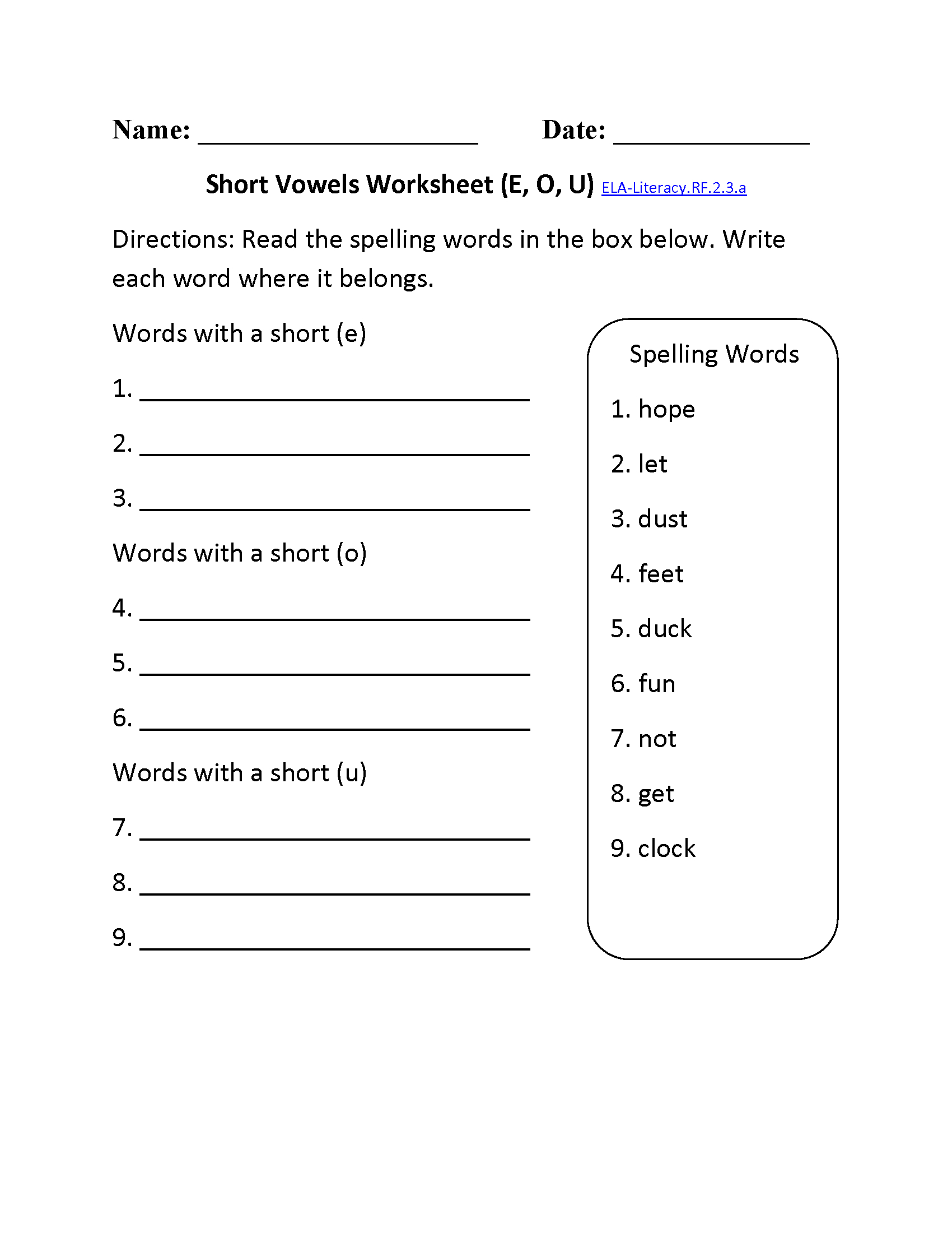 2Nd Grade Common Core  Reading Foundational Skills Worksheets Pertaining To 2Nd Grade Phonics Worksheets