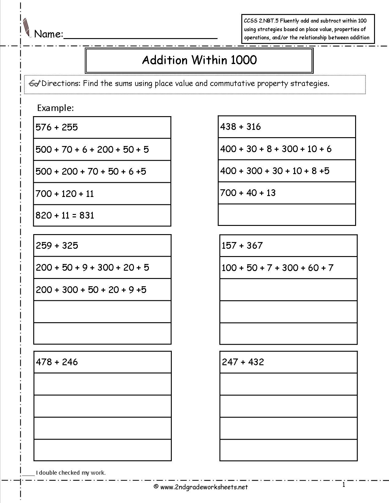 2Nd Grade Math Common Core State Standards Worksheets For 7Th Grade Math Worksheets Common Core
