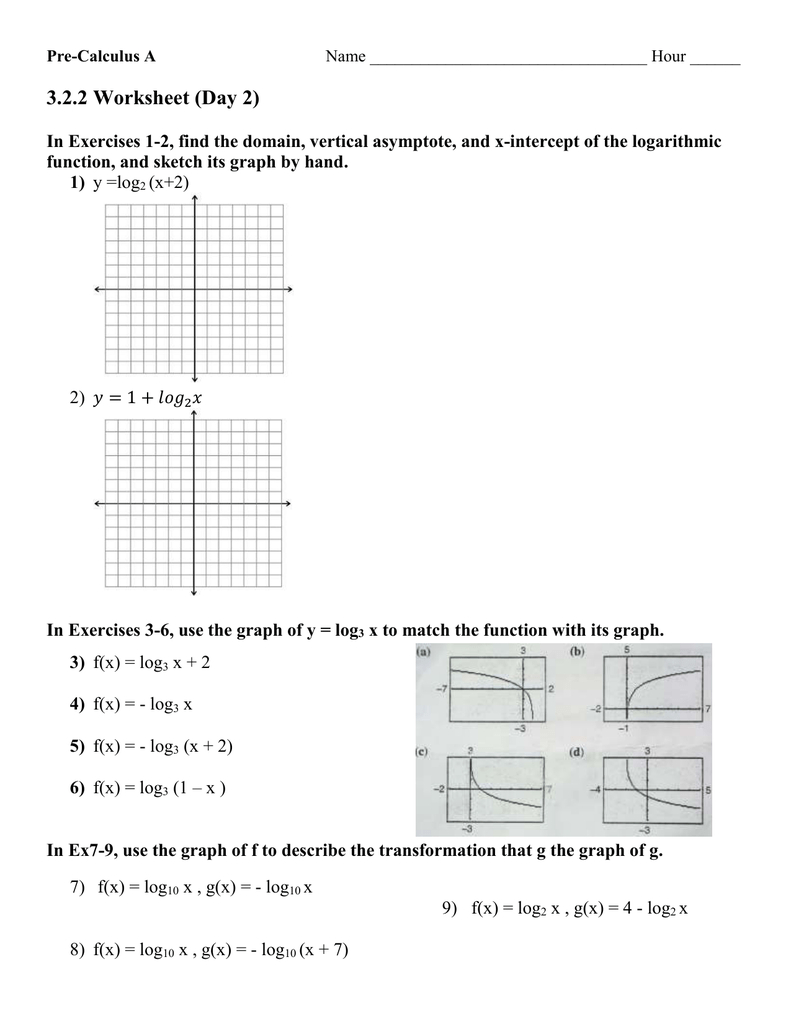 322 Worksheet Day 2 And Graphing Logarithmic Functions Worksheet