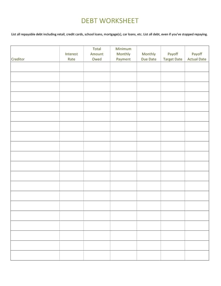 38 Debt Snowball Spreadsheets Forms  Calculators ❄❄❄ Inside Free Printable Debt Payoff Worksheet