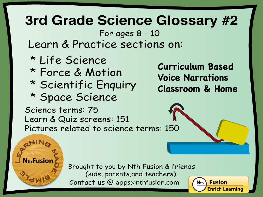 3Rd Grade Science Glossary 2 Ipad App  Learn And Practice Together With Force And Motion Worksheets 3Rd Grade