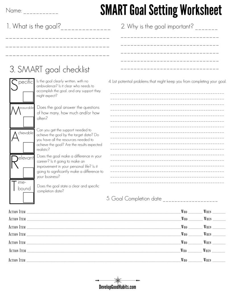 4 Free Goal Setting Worksheets – 4 Goal Templates To Manage Your Life Also Goal Setting Worksheet