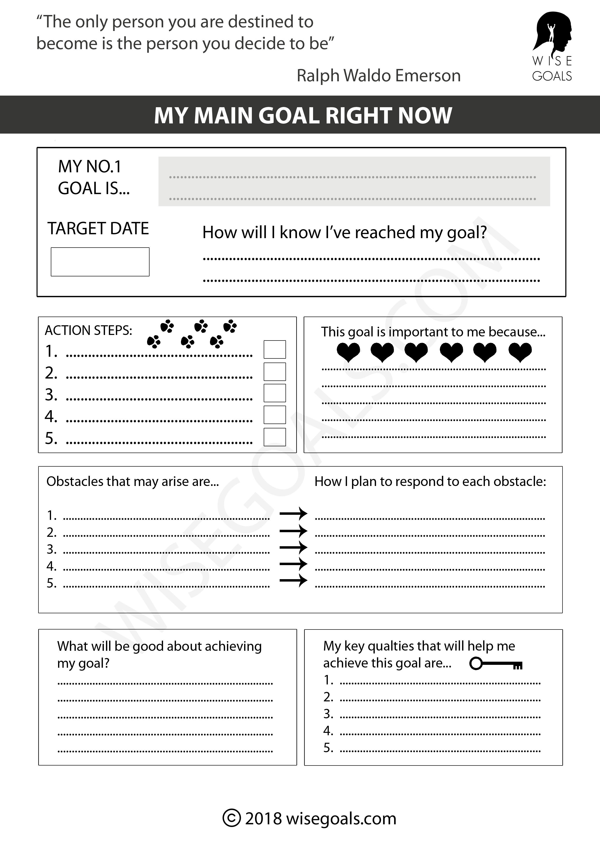 4 Stylish Goal Setting Worksheets To Print Pdf Along With Will Planning Worksheet