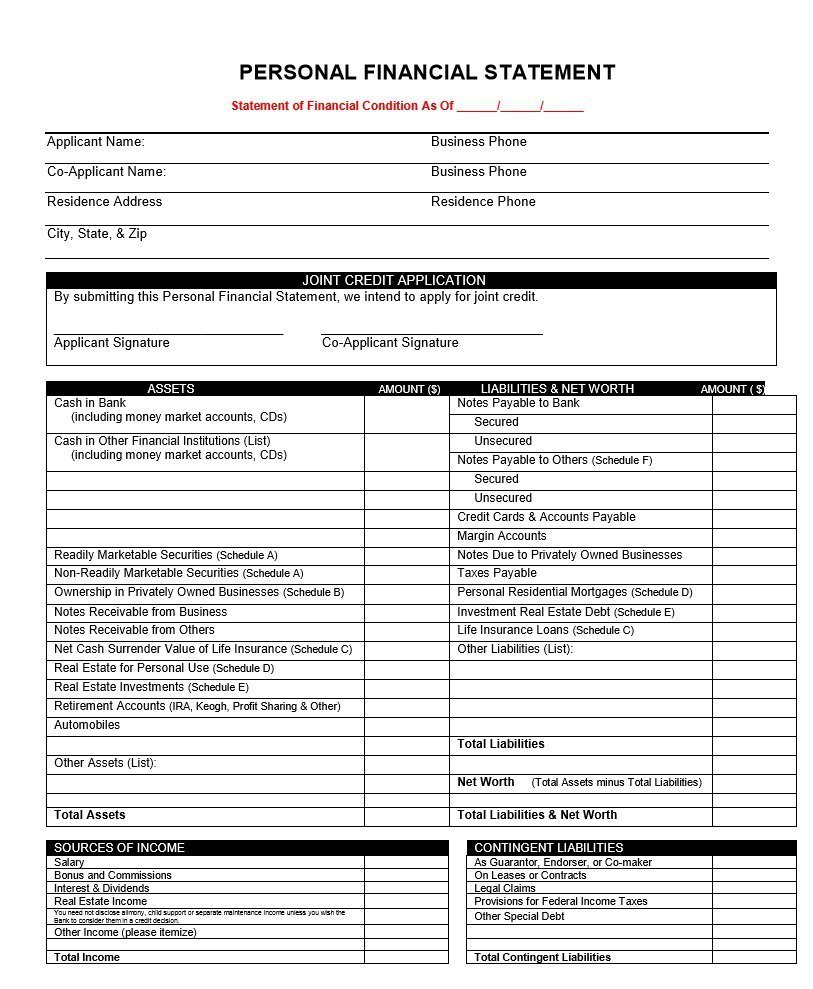 40 Personal Financial Statement Templates  Forms ᐅ Template Lab Regarding Personal Financial Statement Worksheet