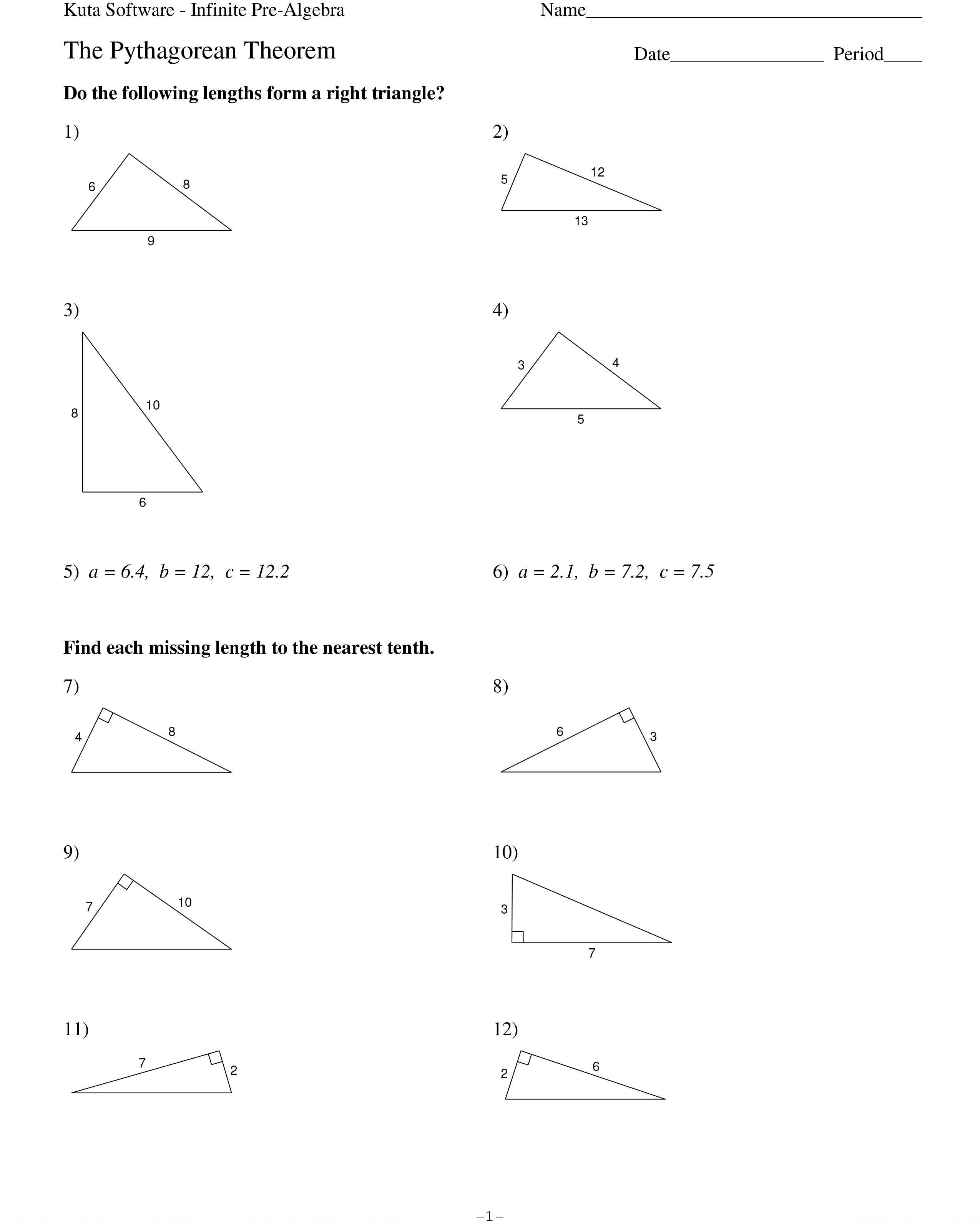 48 Pythagorean Theorem Worksheet With Answers Word  Pdf Along With Pythagorean Theorem Worksheet Answers