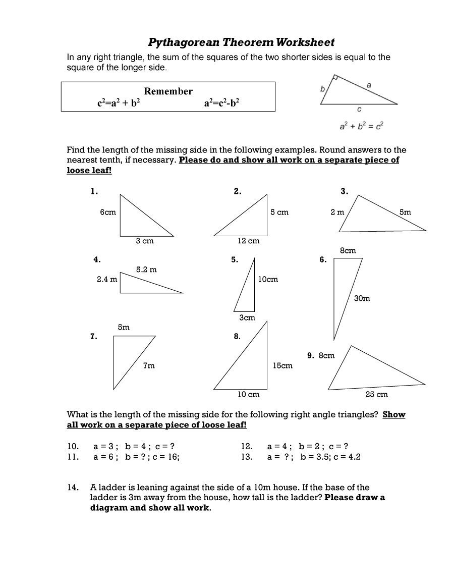 48 Pythagorean Theorem Worksheet With Answers Word  Pdf Throughout Pythagorean Puzzle Worksheet Answers