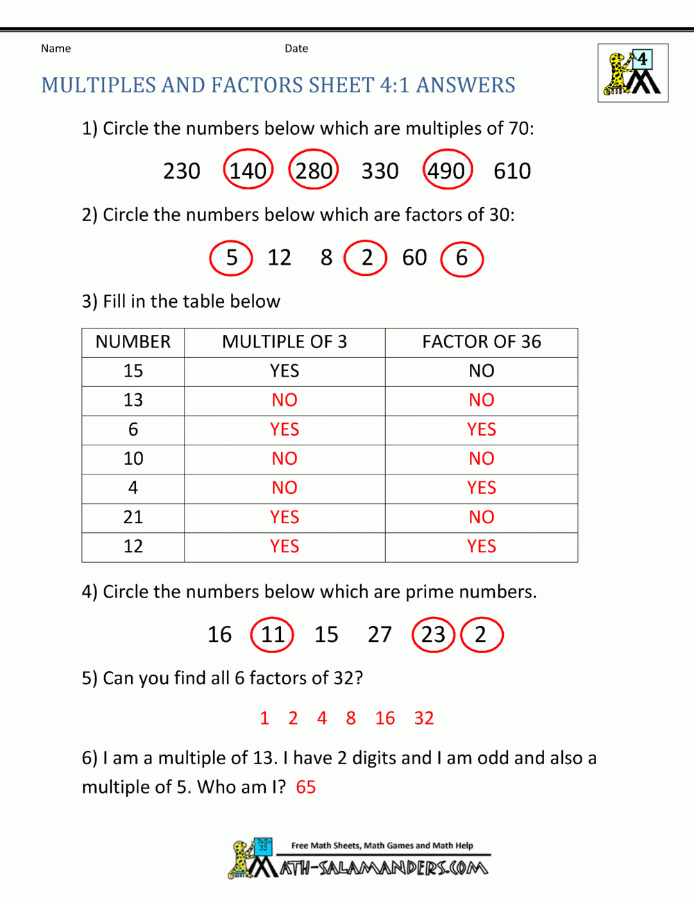 4Th Grade Math Practice Multiples Factors And Inequalities Along With Factors Worksheet Pdf