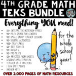 4Th Grade Math Teks Year Long Bundle All Math Teks Standards Or 4Th Grade Math Teks Worksheets