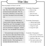4Th Grade Reading Comprehension Worksheets Multiple Choice  Math For 4Th Grade Main Idea Worksheets Multiple Choice
