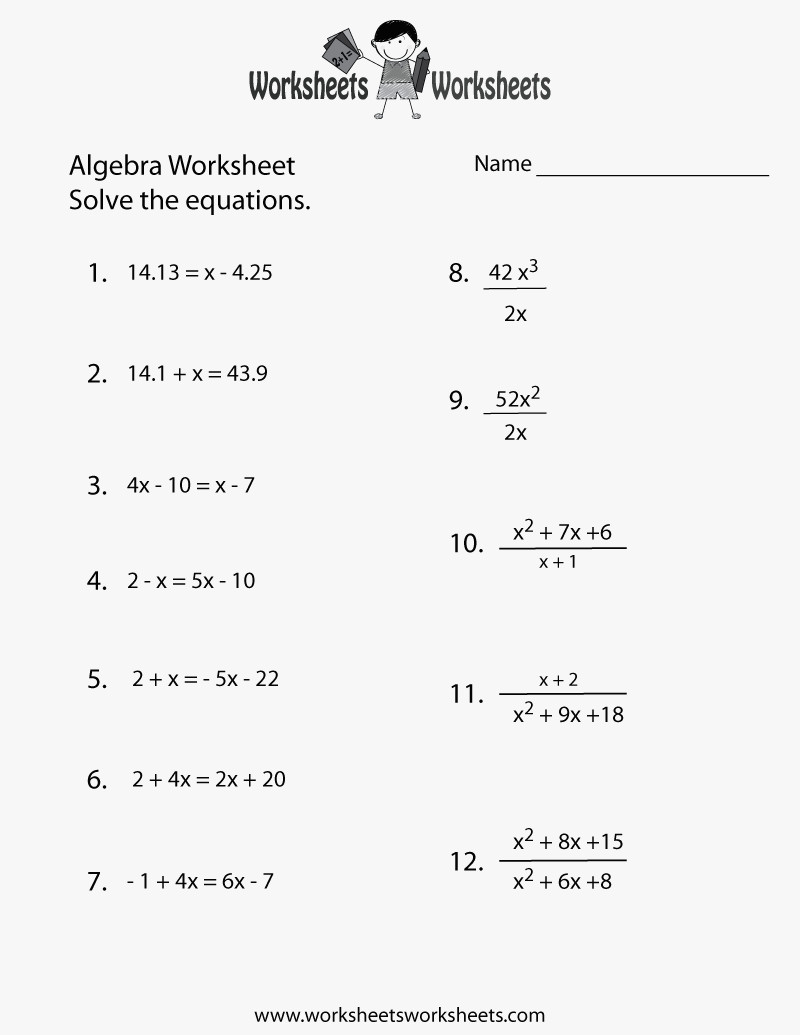 50 Fresh Of Math Worksheets Algebra Collection For College Algebra Worksheets