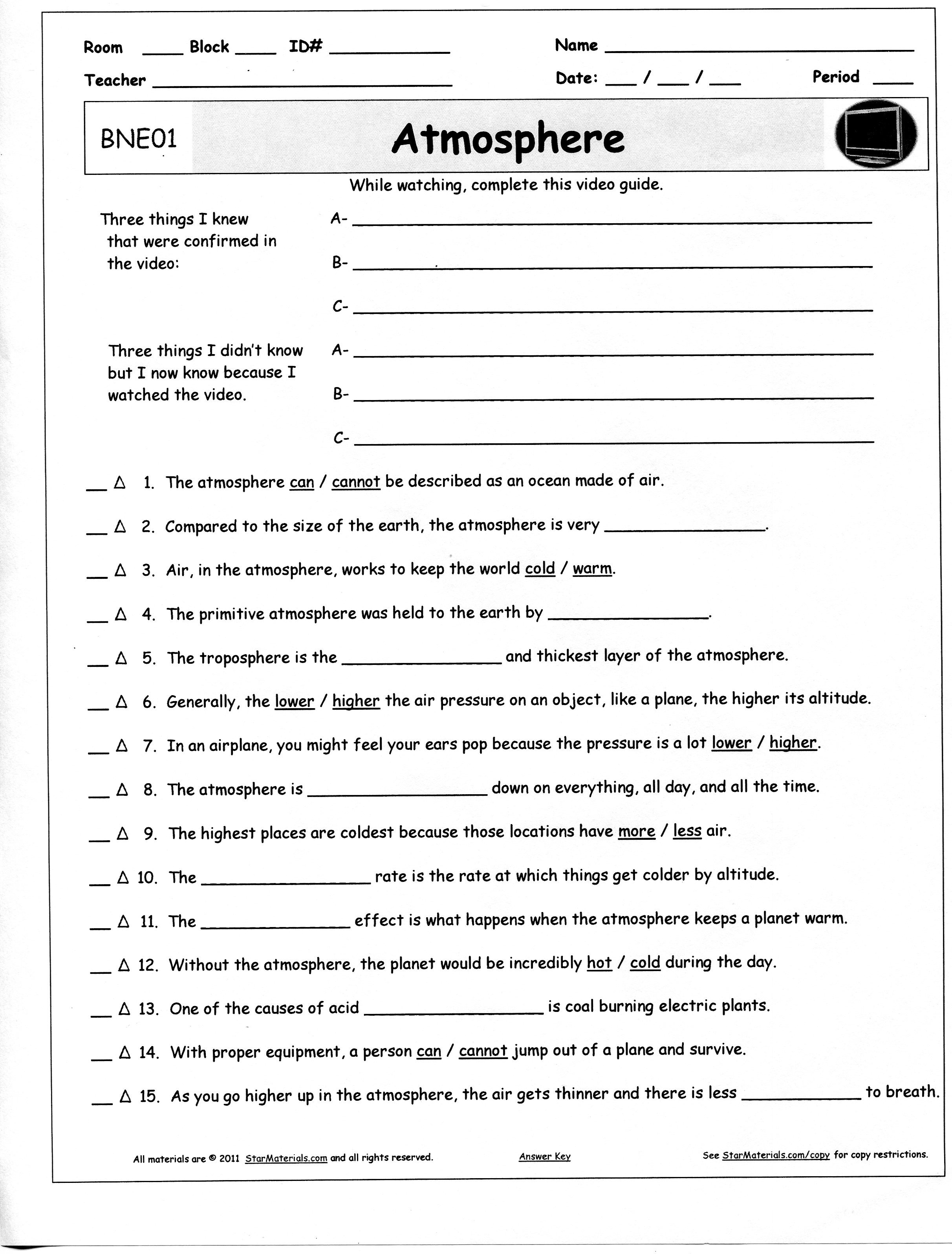 59 Layers Of The Atmosphere Worksheet Layers Of The Atmosphere Intended For Earth039S Moon Worksheet Answers
