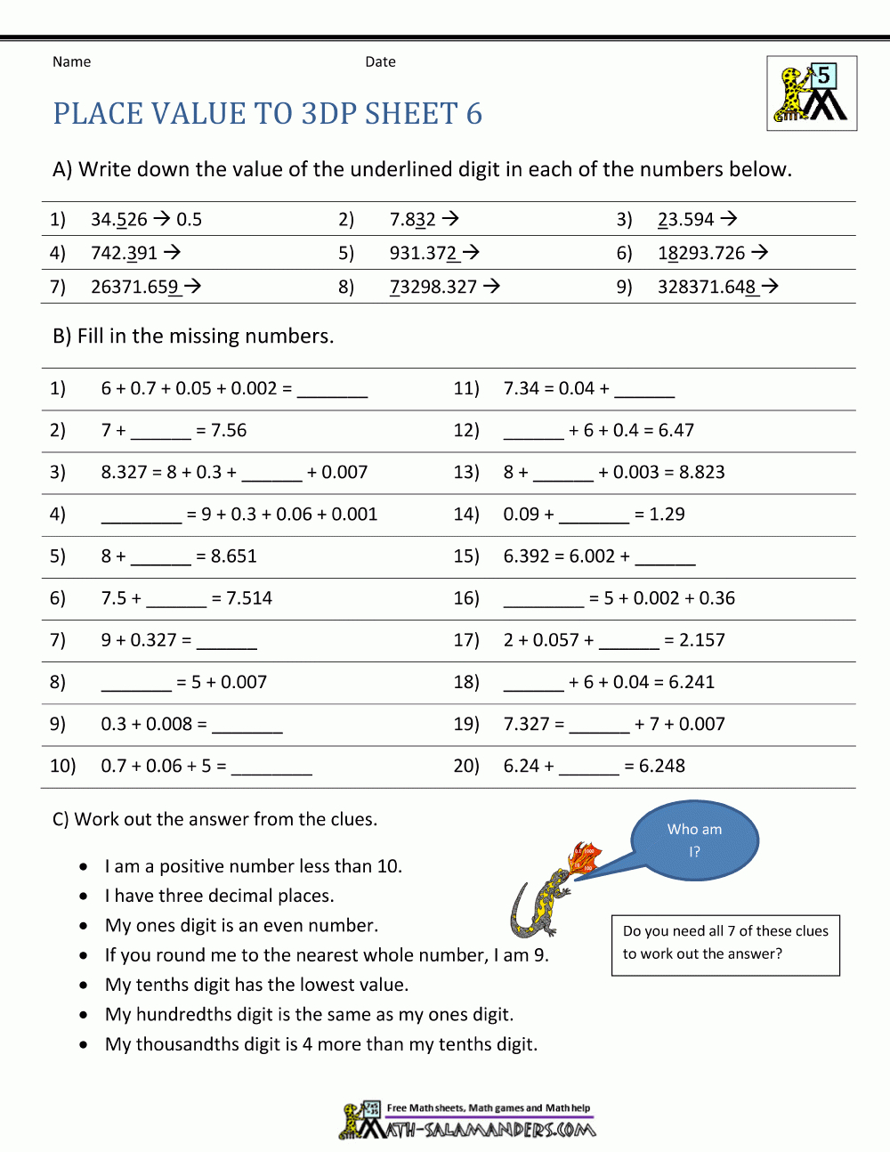 5Th Grade Place Value Worksheets Pertaining To Place Value Worksheets Grade 5
