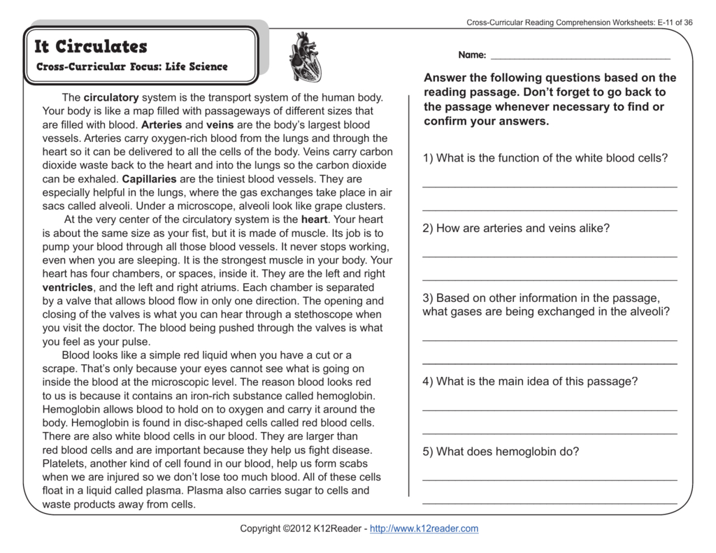 5Th Grade Reading Comprehension Worksheets As Well As Science Reading Comprehension Worksheets