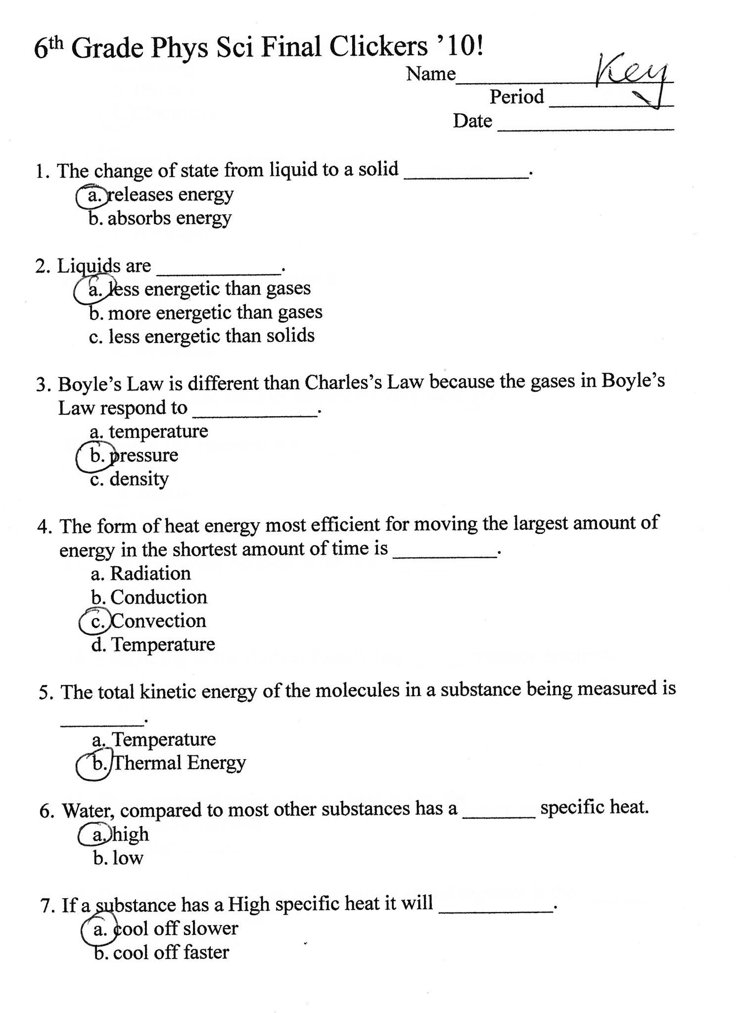 5Th Grade Science Worksheets With Answer Key  Briefencounters Or 6Th Grade Science Worksheets With Answer Key