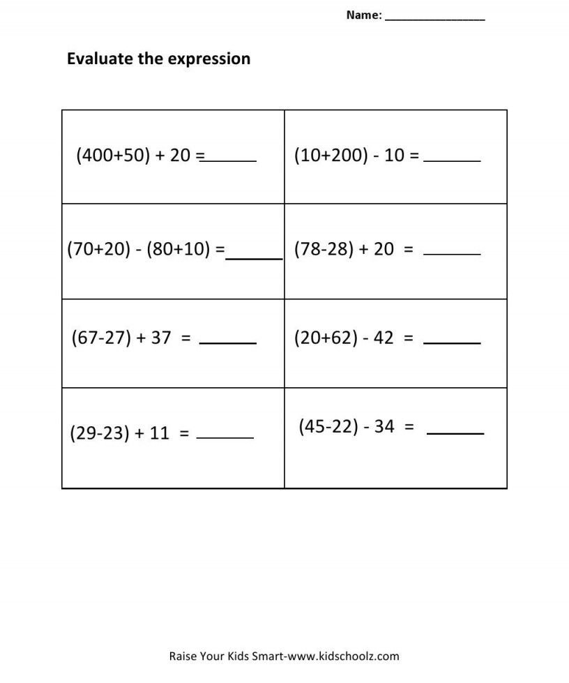 6Th Grade Algebraic Expressions Worksheets  Mathworksheets Regarding Evaluating Expressions Worksheet