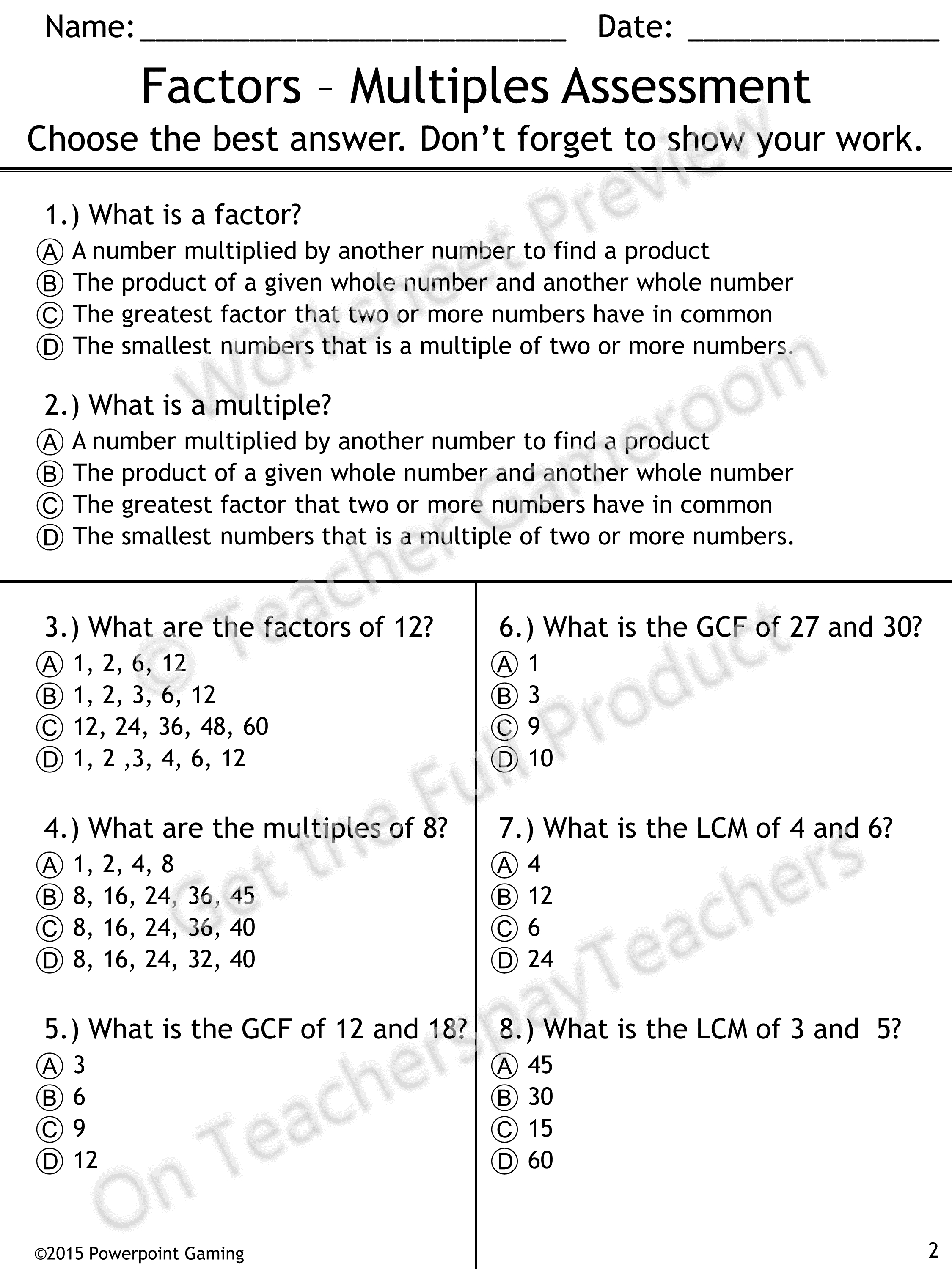 6Th Grade Math Gcf Lcm Worksheets  Justswimfl Pertaining To Gcf Lcm Worksheet