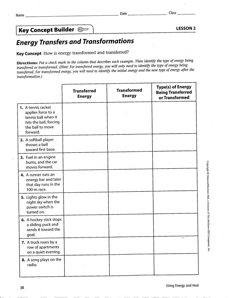 7 2 Identifying Energy Transformations Worksheet Answers Intended For 7 2 Identifying Energy Transformations Worksheet Answers