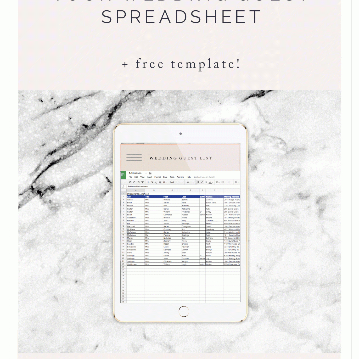 7 Free Wedding Guest List Templates And Managers For Bridal Shower Planning Worksheet