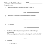 7Th Grade Math Review Worksheet  Free Printable Educational Worksheet Within 7Th Grade English Worksheets