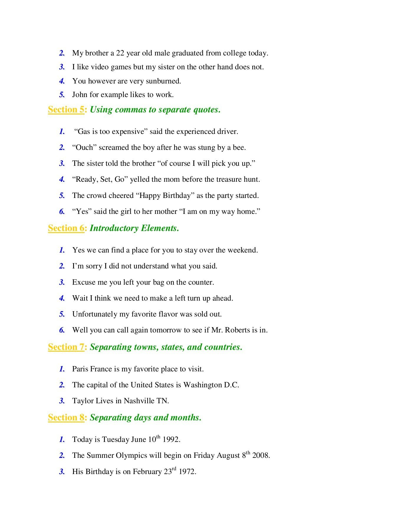 8 Comma Rules  English Worksheets  Fliphtml5 In Comma Practice Worksheet