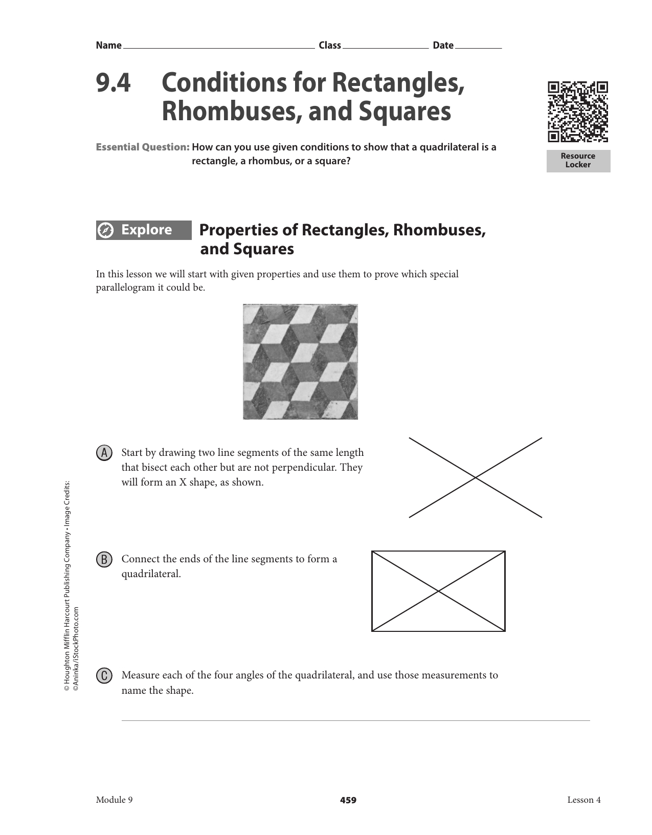 9  4 Conditions For Rectangles Rhombuses And Squares Intended For Properties Of Rectangles Rhombuses And Squares Worksheet Answers