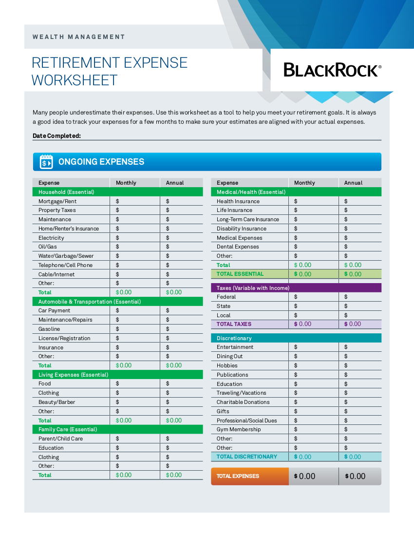 9 Expense Worksheet Examples In Pdf  Examples With Regard To Retirement Budget Worksheet