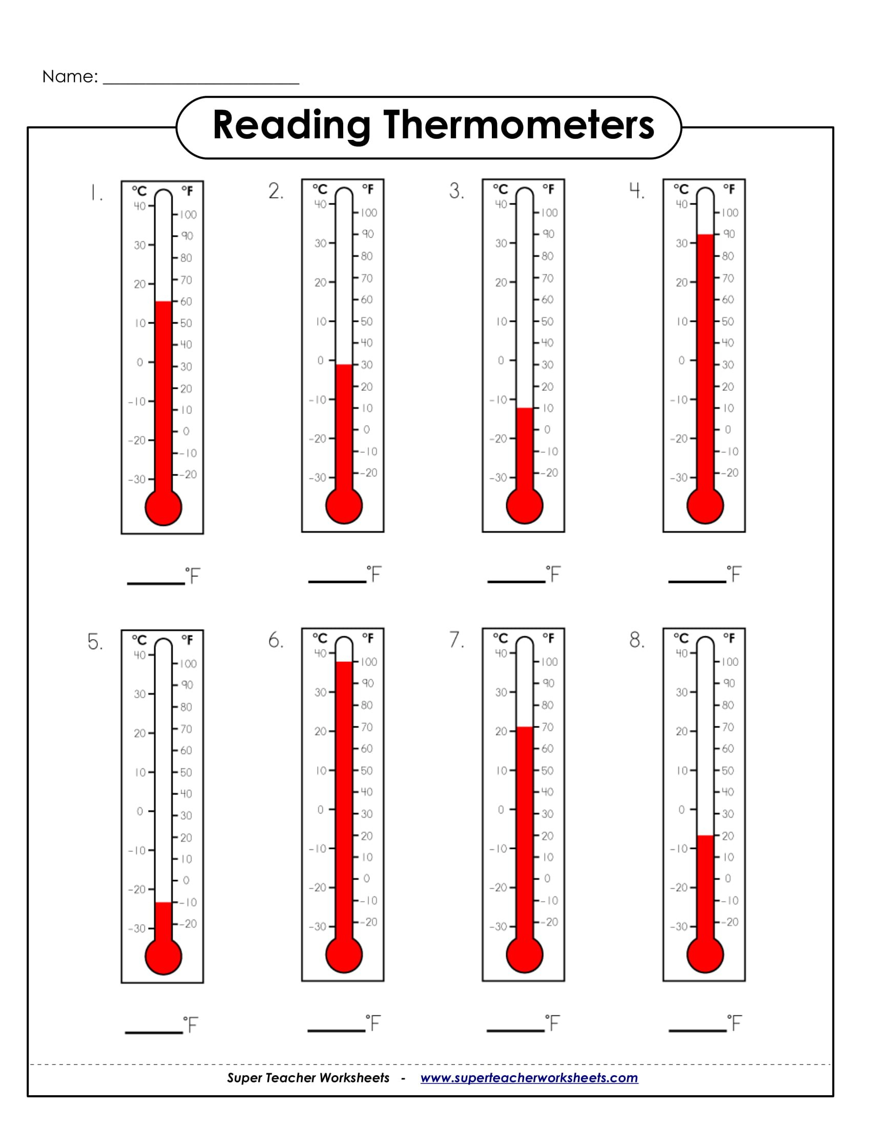 9 Math Worksheets For Students  Pdf  Examples Inside Reading A Thermometer Worksheet